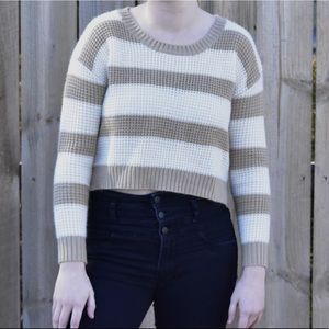 tan? and white striped cropped sweater